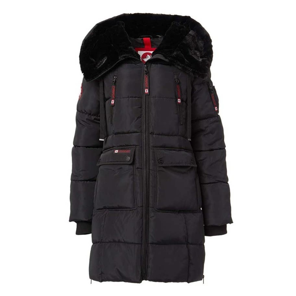 SZ L Canada Weather Gear | Black Sherpa-Lined Hooded Parka  Women